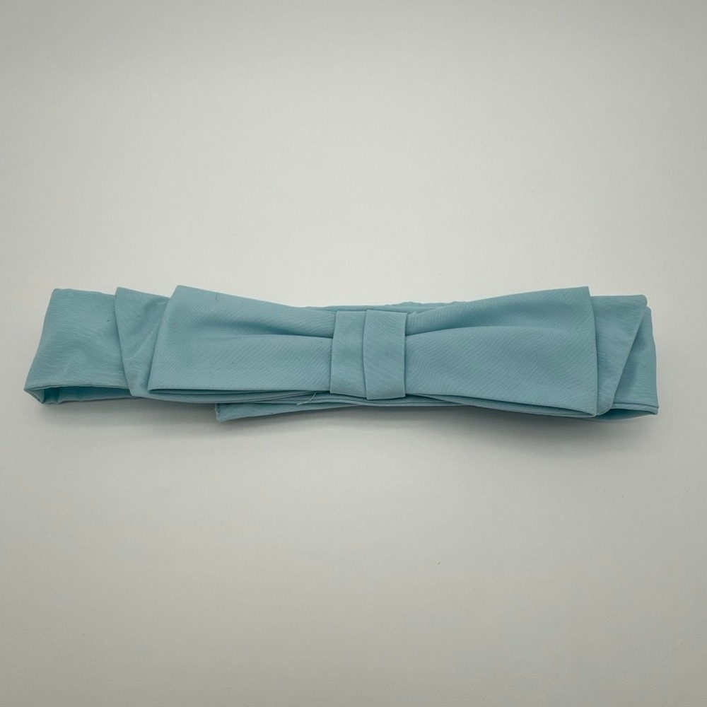 True Vintage 1950s Robin's Egg Blue Taffeta Belt‎ with Hand-Finished Bow
